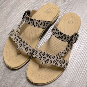 CROCS Tulum Slip On Strappy Animal Print Sandals 7